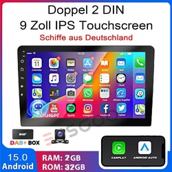 9" DAB+ ChatGPT Android 15 2+32G Carplay Autoradio Navi WiFi BT RDS 2 DIN Kamera