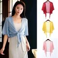 Chiffon Style Bluse Cardigan Cropped Kimono Top Schal Cape Shrug Bolero