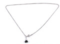Kette Collier mit Anhänger Silber Silberkette schwarzem Stein
