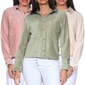 Sublevel Damen Cord Hemd Bluse Cordhemd Damenhemd Cordbluse langarm LSL-535