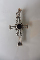 Anhänger  , Kreuz Kruzifix  ,925 Silber mit Onyx , schöner, alter Kettenanhänger