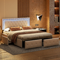 Bett Polsterbett Doppelbett Jugendbett 160x200,mit LED&4 Schubladen,Stauraumbett