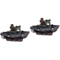 2 Count Dekoratives Boot Dekorationen Für Schildkrötenpanzer Aquarienfische