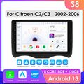 8+128GB Autoradio CarPlay Für Citroen C2 C3 2002-2006 Android 13 GPS WIFI BT DSP