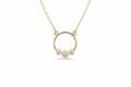 Diamant Hals Kette Collier 3 Brillanten 0,18 ct Karat VS 14K 585 Gold Dreierlei