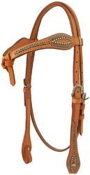 WI Westerntrense Natural Rawhide, Western Trense Kopfstück Leder Vollblut braun
