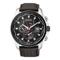 Citizen Herrenuhr Funkuhr Solar Saphirglas Schwarz Leder AT9036-08E