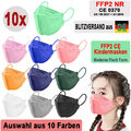 🔷🔶 10x FFP2 Kinder Maske 6 -12J 4D Fisch Maske Mundschutz Atemschutz 10 Farben