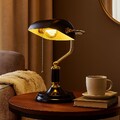 Bankerlampe Tischleuchte Schreibtischlampe Wohnzimmerlampe goldfarben Zugkette