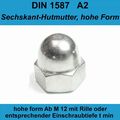 M14 DIN 1587 Hutmuttern Sechskantmuttern A2 Edelstahl V2A VA hohe Form 20-500 St