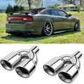 2x Auto Auspuff Endrohre zum Anschweißen Endstücke Doppel Für Dodge Charger GT