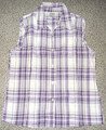Damen Crinklebluse ärmellos Lila/Weiß kariert Gr. 38 Just For You