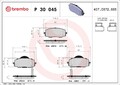 BREMBO Bremsbelagsatz, Scheibenbremse P 30 045 für HYUNDAI