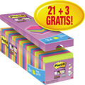3M Post-it Haftnotizen Super Sticky Notes 76x76mm 21 Blöcke + 3 gratis! II