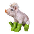 Deko Schwein Erich mit Hut und Stiefel in grün Schweine Figuren Garten Dekofigur