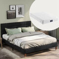 Polsterbett Doppelbett 140x200 cm Jugendbett Bettgestell mit Matratze Schwarz