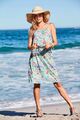 Vivance Kleid Jerseykleid Strandkleid Tunika Sommer Blumen Mintgrün Gr 36 38 S