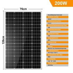 600W 300W Balkonkraftwerk Monokristallin Photovoltaik Solarpanel Solaranlage 12V
