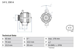 Bosch 0 986 047 910 Generator für CITROËN  passend für FIAT FORD PEUGEOT