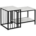 Couchtisch 2er-Set Beistelltisch, Kaffeetisch Satztisch mit Marmoroptik Stahl