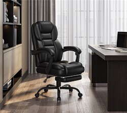 Chefsessel Schreibtischstuhl ergonomischer Bürostuhl mit Fußstütze Computerstuhl