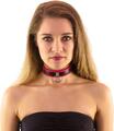 Halsfessel mit Ring der O schwarz rot Slave Halsband schmal Bondage Leder Style