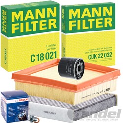 MANN-FILTER INSPEKTIONSPAKET passend für TOYOTA C-HR COROLLA E21 YARIS P21+PRIUS