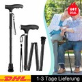 Klappbar Gehstock mit Licht Spazierstock Gehhilfe Krückstock Höhenverstellbarer