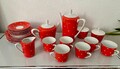 Orig. Vintage 50er / 60er Jahre Porzellan Kaffeeservice Kahla Rot + weiße Punkte