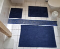 weiches Badezimmer Teppich Set 3 teilig dunkel blau ca. 120x70 80x50 45x45 cm