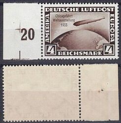 DR Michel Nr.: 498 postfrisch  Randstück 4 RM Zeppelin Chicago Fahrt 350 M€