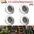 4x 12LED Solarleuchte Bodenstrahler Außen IP65 Gartenleuchten Garten Solarlampen
