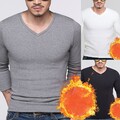 Herren Slim Fit Langarm Fleece gefütterter V-Ausschnitt Pullover für kaltes We