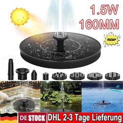 Solarpumpe Solar Teichpumpe Springbrunnen Garten Wasserspiel 1,5W 190L/h Düse