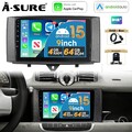 9" 4+64G Für Smart Fortwo 451 2010-2015 Android 15 Autoradio WiFi Navi DAB+ Kam