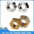Messing / Edelstahl Sechskantmuttern DIN 934 Rostfrei A2/A4/201 Muttern M1 - M64