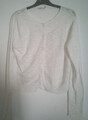 Weiße strukturierte Strickjacke mit breiten Bündchen Gr. 40 HESS NATUR