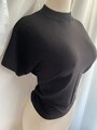 Bluse Schwarz Damen T-Shirt mit geripptem Rundhals stylisch S 36 Viskose elegant