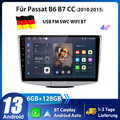 6+128G BT Carplay Android 13 Autoradio Für Passat B7 2010-2015 GPS Navi WIFI FM 