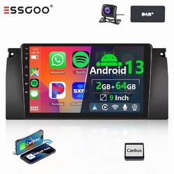 2+64G Für BMW E39 E53 X5 5er 1999-2005 DAB+ Autoradio Android 14 GPS WIFI BT KAM
