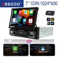 DAB 4+64G 1 DIN 7 Zoll Flip Out Autoradio Android 14 Carplay GPS WIFI FM BT KAM