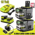 12.0AH Für Ryobi Akku 18V Lithium Für One Plus RB18L50 P108 RB18L40 / Ladegerät