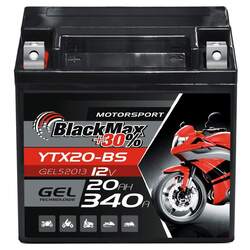 BlackMax CTX20-BS Motorradbatterie GEL 12V 20Ah YTX20-BS 52013 82001
