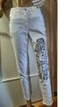 AMY VERMONT Damen Jeans Stretch Weiß Tiermotiv Leopard Größen 36 38 50