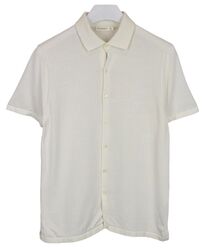 Suitsupply Cotton Silk T-Shirt Herren Groß Geknöpft Polo Kragen Über Weiß