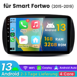 Für Mercedes Benz Smart Forfour Fortwo 453 Autoradio Android 13 GPS Navi Carplay
