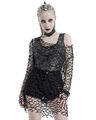 Punk Rave Damen CyberPunk Goth Grunge Pullover Top schwarz gebrochenes Netz ausgeschnitten