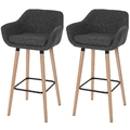 B-Ware 2er-Set Barhocker Vaasa T381, Barstuhl Tresenhocker, Textil, dunkelgrau