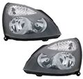 Scheinwerfer Set für Renault Clio 2 2001-2005 Grau H1 H7 LWR Streuscheibe