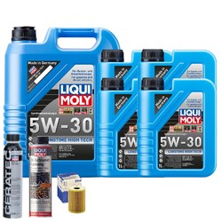 Motoröl 5W30 LIQUI MOLY Longtime High Tech 9L+MAHLE Ölfilter +Spülung +Cera Tec